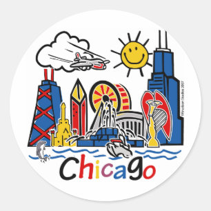 Adesivo Redondo Chicago caçoa a skyline