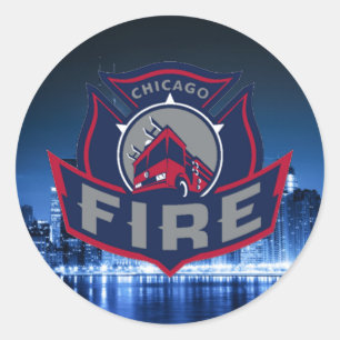 Adesivo Redondo Chicago Fire com Skyline