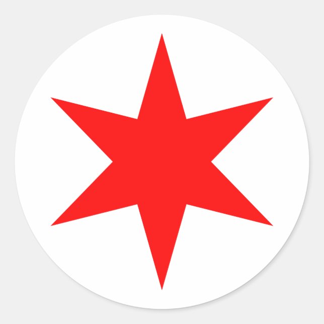 Adesivo Redondo Chicago Flag 6 Pointed Star (Frente)