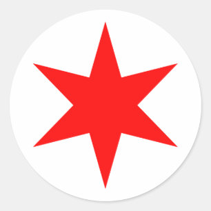 Adesivo Redondo Chicago Flag 6 Poninted Star