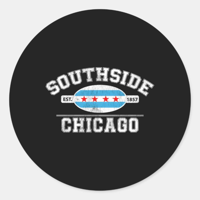 Adesivo Redondo Chicago Flag - Southside Chicago - Cidade De Chica (Frente)