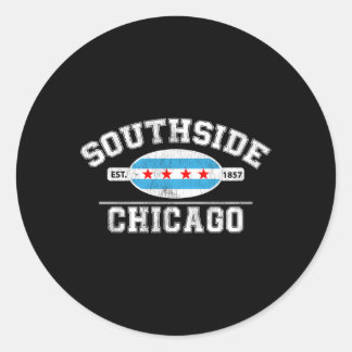 Adesivo Redondo Chicago Flag - Southside Chicago - Cidade De Chica