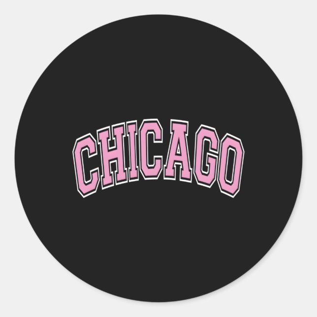 Adesivo Redondo Chicago Illinois Il Varsity Style K Text (Frente)