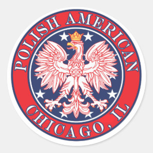 Adesivo Redondo Chicago Illinois Polonês