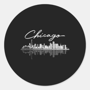 Adesivo Redondo Chicago Skyline Para
