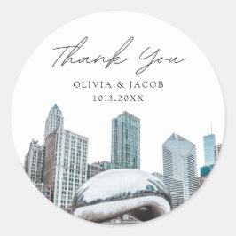 Adesivo Redondo Chicago Wedding Favor Foto Obrigado