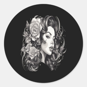 Adesivo Redondo Chicano Chicana La Raza Barrio Tatuagem Art Death 