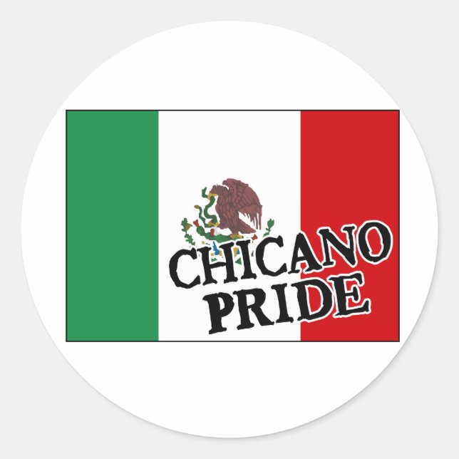 Adesivo Redondo Chicano Pride Flag mexicano (Frente)