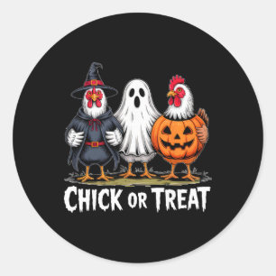 Adesivo Redondo Chick Or Treat Bruxa Assustadora Fantasma Abóbora