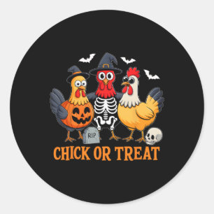 Adesivo Redondo Chick Or Treat Fantasia Engraçada De Galinha De Ha