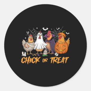 Adesivo Redondo Chick Or Treat Galinha Engraçada Abóbora Fantasma