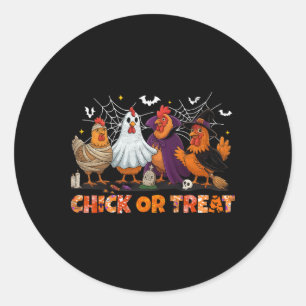 Adesivo Redondo Chick Or Treat Halloween Bruxa Boo Assustador Fran