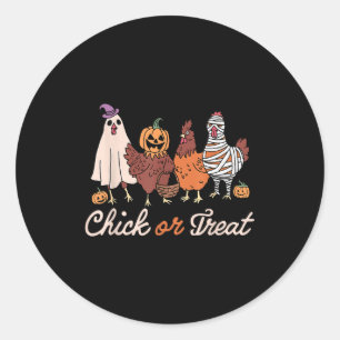 Adesivo Redondo Chick Or Treat Halloween Bruxa Soky Frango