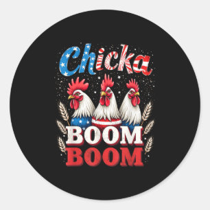 Adesivo Redondo Chicka Boom Boom Engraçado Galho Patriótico 4º De 