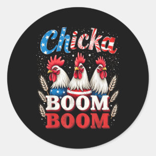 Adesivo Redondo Chicka Boom Boom Engraçado Galho Patriótico 4º De