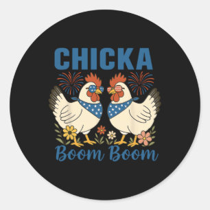 Adesivo Redondo Chicka Boom Boom Equipe de Frango Patriota 4 de Ju