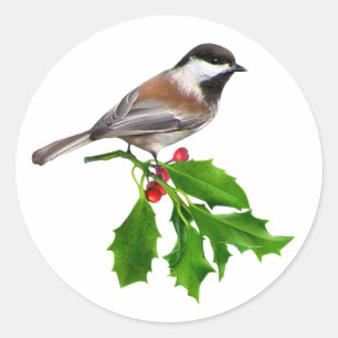 Adesivo Redondo Chickadee Holly Sticker