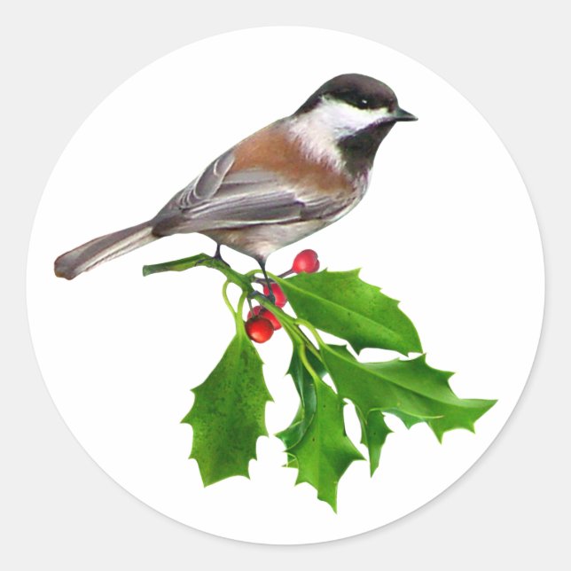 Adesivo Redondo Chickadee Holly Sticker (Frente)