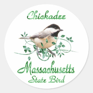 Adesivo Redondo Chickadee Massachusetts State Bird