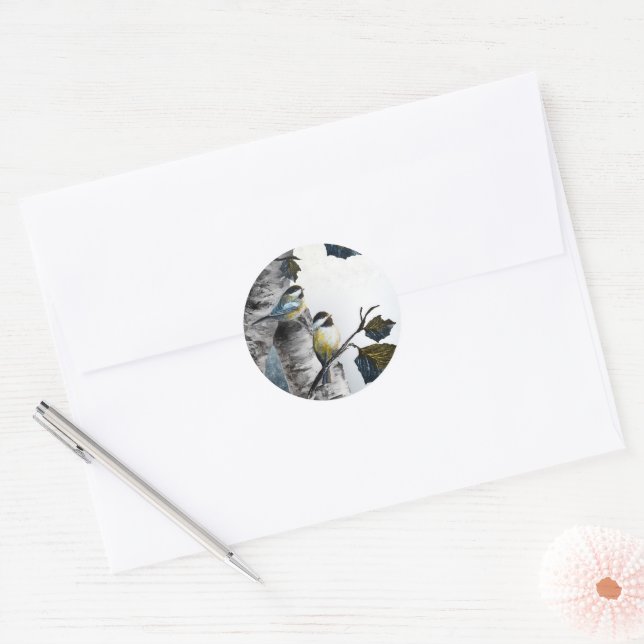 Adesivo Redondo "Chickadees" [Design 2] Pequeno  (Envelope)