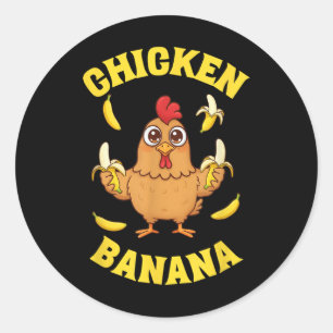 Adesivo Redondo Chicken Banana Funny