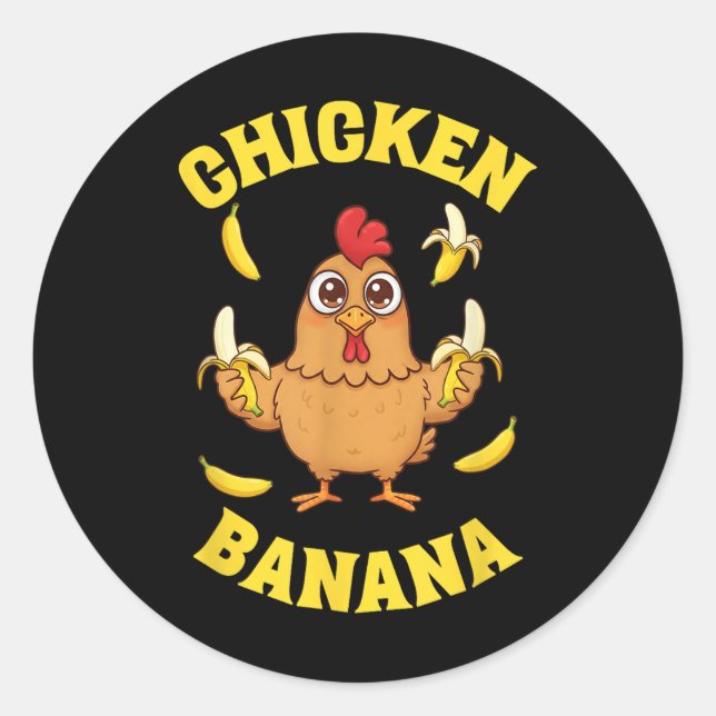 Adesivo Redondo Chicken Banana Funny (Frente)