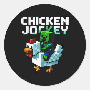 Adesivo Redondo Chicken Engraçado Jockey Zombie Pixel Art Gamer Sh