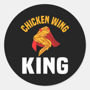 Adesivo Redondo Chicken Engraçado Wing King Design Fast Comida Men