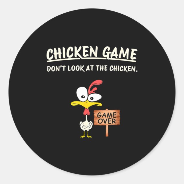 Adesivo Redondo Chicken Game Don't Look At The Chicken Funny Chick (Frente)