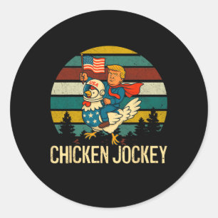 Adesivo Redondo Chicken Jockey Funny Trump