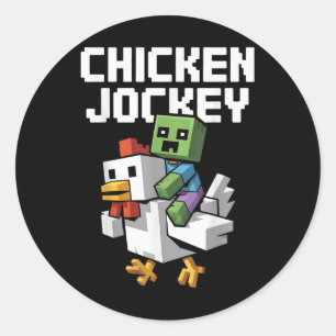 Adesivo Redondo Chicken Jockey Pixel Funny