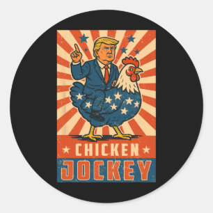 Adesivo Redondo Chicken Jockey Trump Engraçado Meme 10