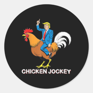 Adesivo Redondo Chicken Jockey Trump Engraçado Meme Surreal Humor 