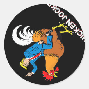 Adesivo Redondo Chicken Jockey Trump Engraçado Meme Surreal Humor 