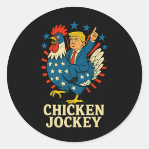 Adesivo Redondo Chicken Jockey Trump Engraçado Memória 2