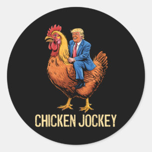 Adesivo Redondo Chicken Jockey Trump Engraçado Memória 5