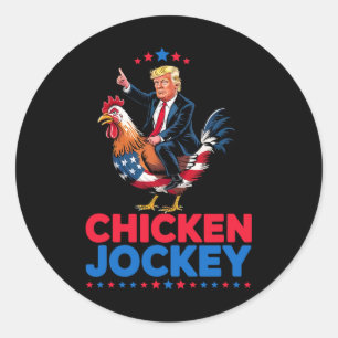 Adesivo Redondo Chicken Jockey Trump Memória Engraçado