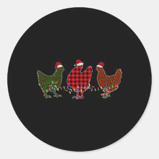 Adesivo Redondo Chicken Merry Christmas Red Green Leopard Plaid Xm