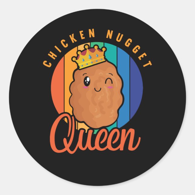 Adesivo Redondo Chicken Nugget Girl Foodie Queen (Frente)