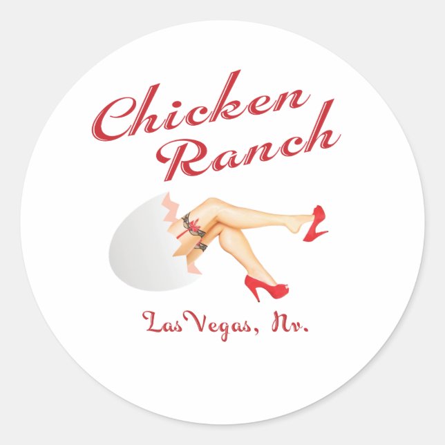 Adesivo Redondo Chicken Ranch Las Vegas Nevada (Frente)