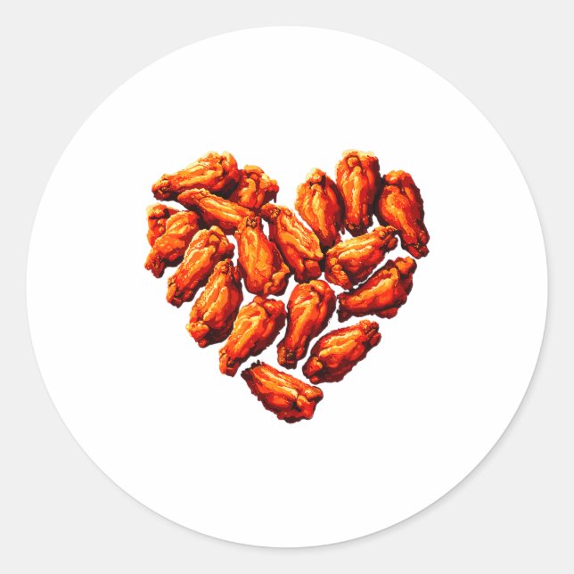 Adesivo Redondo Chicken Wings Are My Valentine Heart Funny Valenti (Frente)