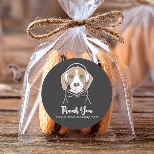 Adesivo Redondo Chiclete de Cachorro Legal Beagle Engraçado Fofo O