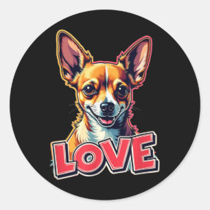 Adesivo Redondo Chihuahua, Amor, Chihuahua Amor, Cachorro, Diverti
