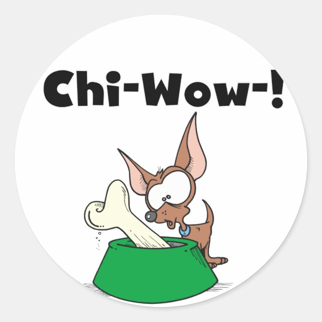 Adesivo Redondo Chihuahua Chi-Wow Stickers (Frente)