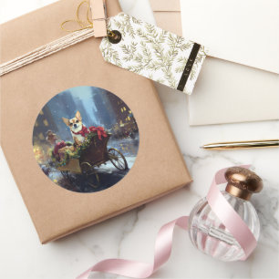 Adesivo Redondo chihuahua Christmas Fesason