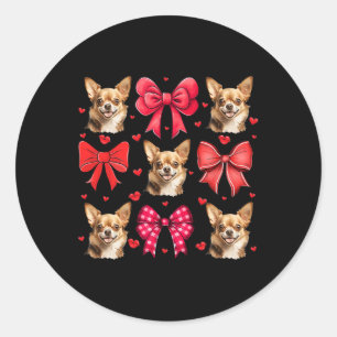 Adesivo Redondo Chihuahua Coquette Arco Puppy Lover Dog Mãe Valent