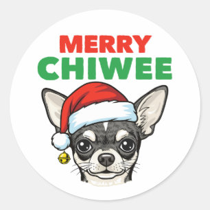 Adesivo Redondo Chihuahua de Natal