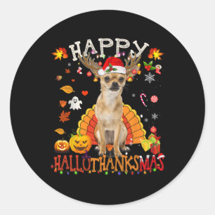 Adesivo Redondo Chihuahua Dog Halloween Cachorro Feliz
