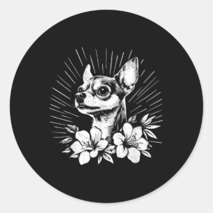 Adesivo Redondo Chihuahua Dog Lover Estilo Retroativo Tatuagem _1