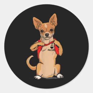 Adesivo Redondo Chihuahua Dog Tattoo Eu Amo Mamãe Cachorro Bonito